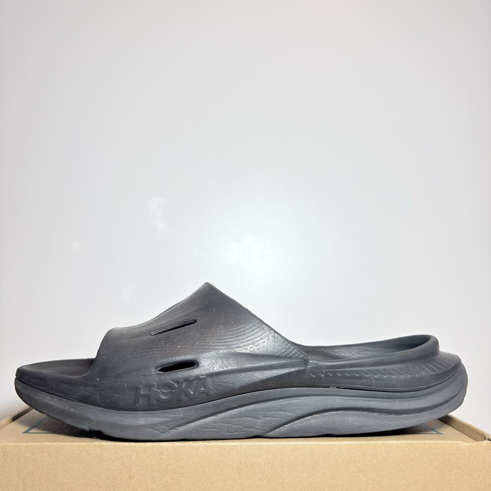 Hoka One One Ora Recovery Slide 3 Men Size 11.5 Triple Black Sandals Comfort